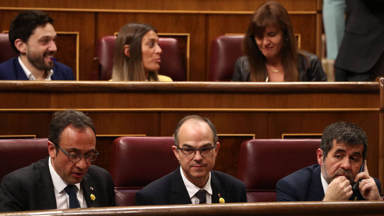 Los tres diputados de Junts per Catalunya suspendidos: Jordi Sanchez, Jordi Turull y Josep Rull Los tres diputados de Junts per Catalunya suspendidos: Jordi Sanchez, Jordi Turull y Josep Rull