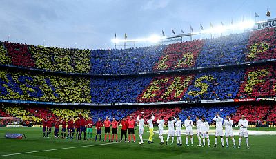 Imagen del mosaico del Camp Nou en el último Clásico. Imagen del mosaico del Camp Nou en el último Clásico.