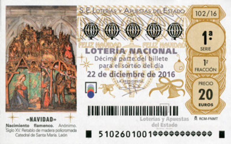 Décimo de Lotería de Navidad de 2016