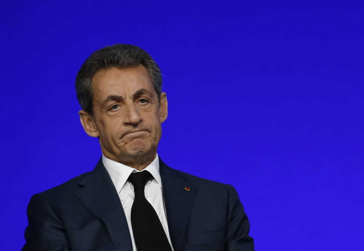 El expresidente francés Nicolas Sarkozy, durante un acto de su partido en París este mes de febrero