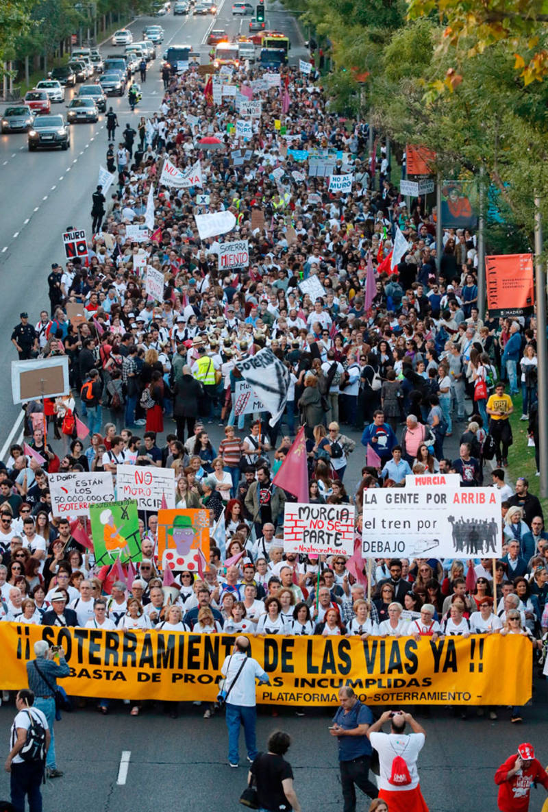 Manifestación en Madrid de la Plataforma Pro Soterramiento del AVE en Murcia