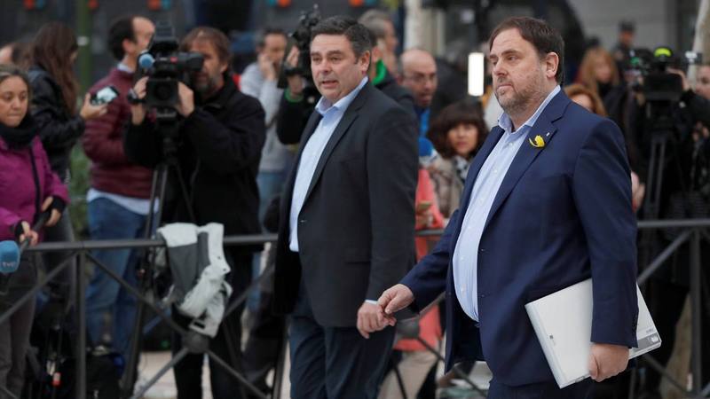 Oriol Junqueras llega a la Audiencia Nacional como imputado por rebelión.