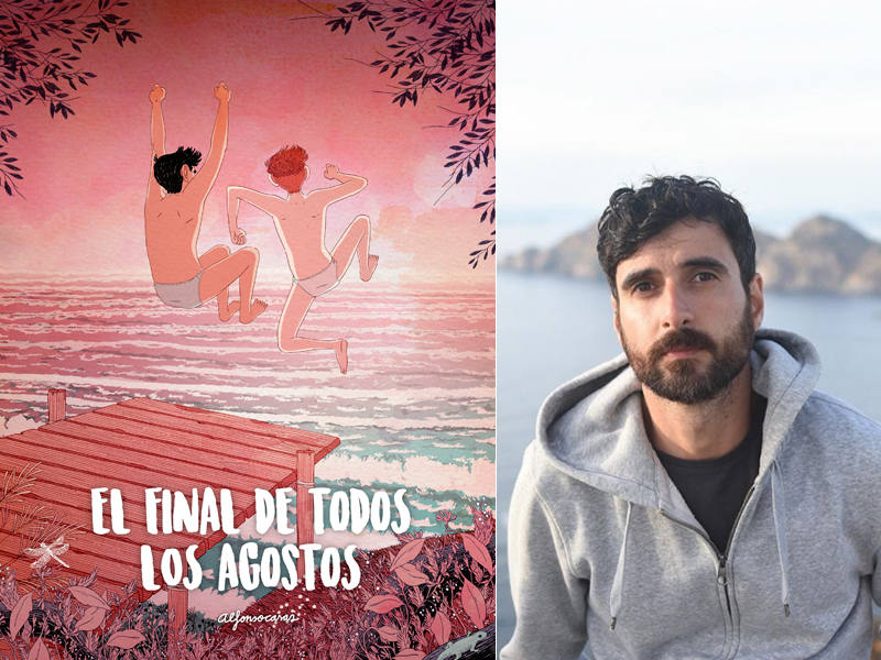 Portada de 'El final de todos los agostos' y su autor, Alfonso Casas
