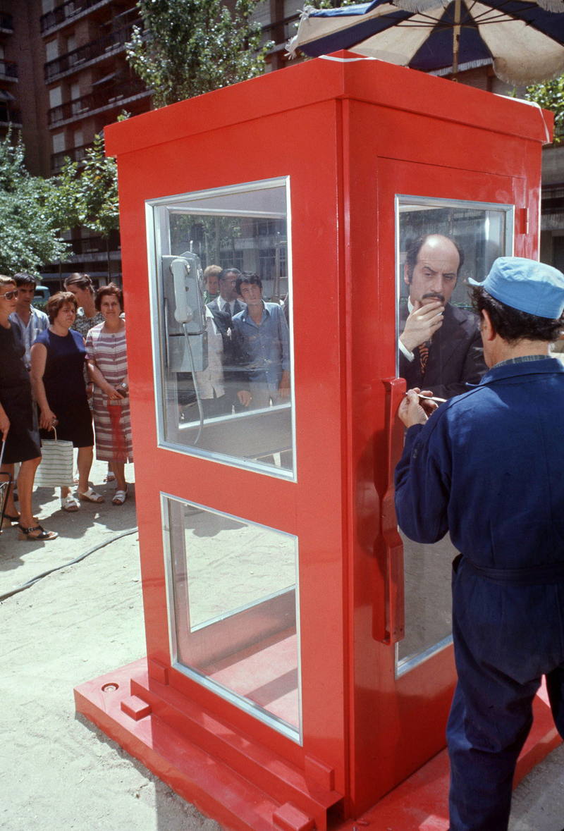 Rodaje de 'La Cabina', de José Antonio Mercero (1972)