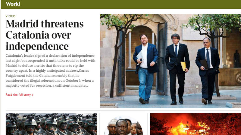 The Times subraya que Madrid amenaza a Cataluña si declara la independencia