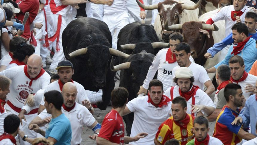 Tercer encierro rápido y peligroso de San Fermín 2013, de los Valdefresno