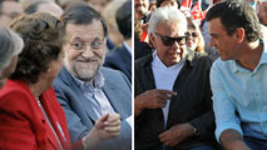 Rajoy y Sánchez piden el voto en las plazas de toros de Valencia y Cáceres