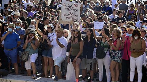 Manifestación en Madrid contra el uso de mascarillas