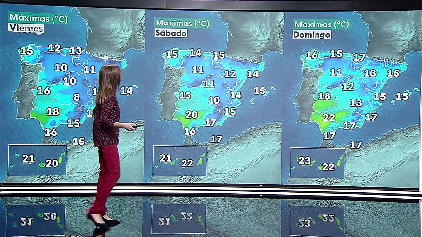 Intervalos de viento fuerte en la mitad norte del litoral mediterráneo, Baleares y costa norte de Galicia