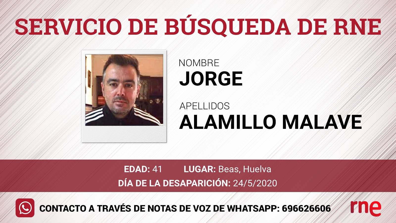 Servicio de búsqueda - Jorge Alamillo Malave, desaparecido en Beas, Huelva - Escuchar ahora