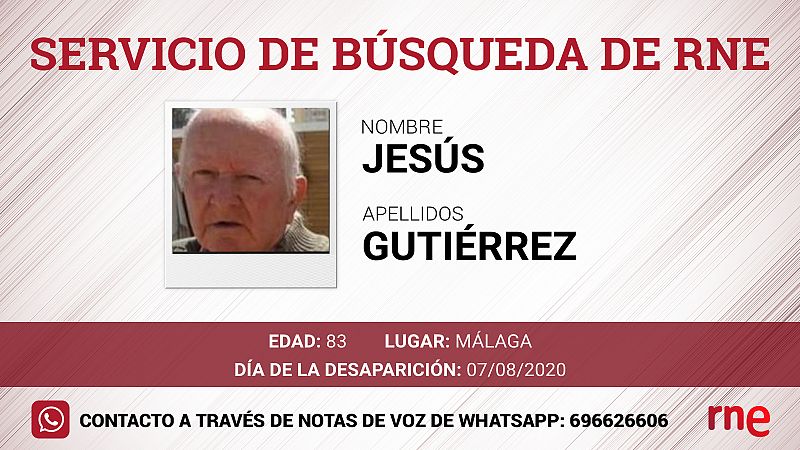 Servicio de búsqueda - Jesús Gutiérrez Galeote, desaparecido en Málaga  - Escuchar ahora