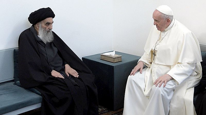 14 horas Fin de Semana - Encuentro histórico entre el Papa Francisco y el principal lider religioso chií Al-Sistani con mensajes de paz y colaboración - Escuchar ahora