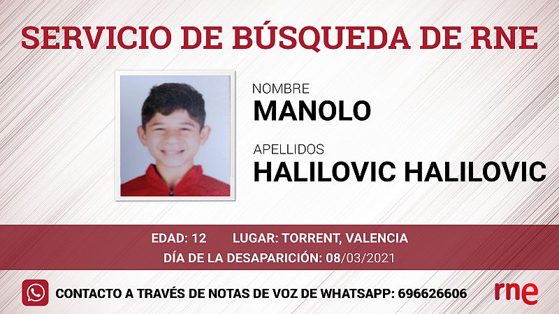 Servicio de búsqueda - Manolo Halilovic Halilovic, desaparecido en Torrent, Valencia - Escuchar ahora