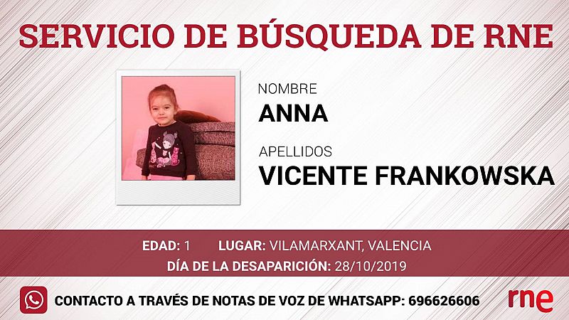 Servicio de búsqueda - Anna Vicente Frankowska, desaparecida en Vilamarxant, Valencia  - Escuchar ahora