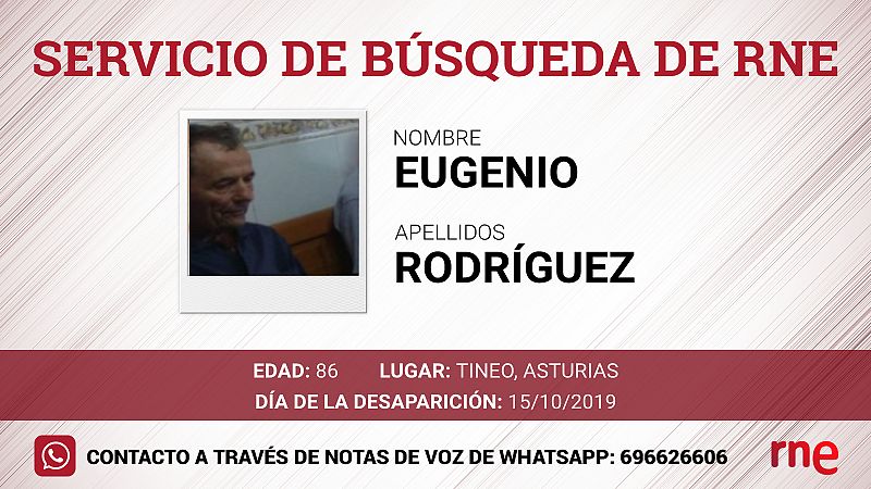 Servicio de búsqueda - Eugenio Rodríguez, desaparecido en Tineo, Asturias - Escuchar ahora