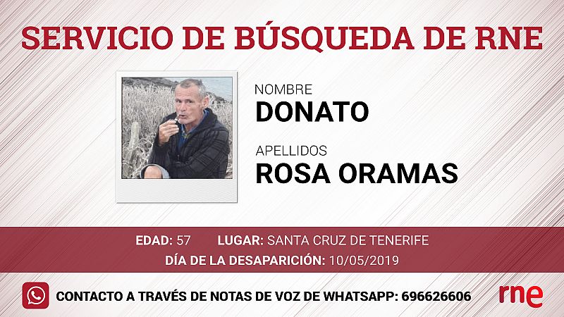 Servicio de búsqueda - Donato Rosa Oramas, desaparecido en Santa Cruz de Tenerife - Escuchar ahora