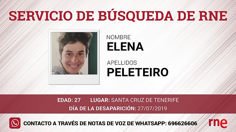 Servicio de búsqueda - Elena Peleteiro Díaz, desaparecida en Santa Cruz de Tenerife - Escuchar ahora
