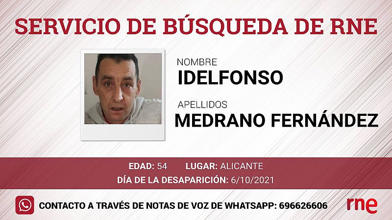 Servicio de búsqueda - Idelfonso Medrano Rodríguez, desaparecido en Alicante  - Escuchar ahora