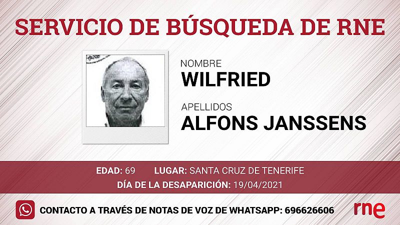 Servicio de búsqueda - Wilfried Alfons Janssens, desaparecido en Santa Cruz de Tenerife - Escuchar ahora