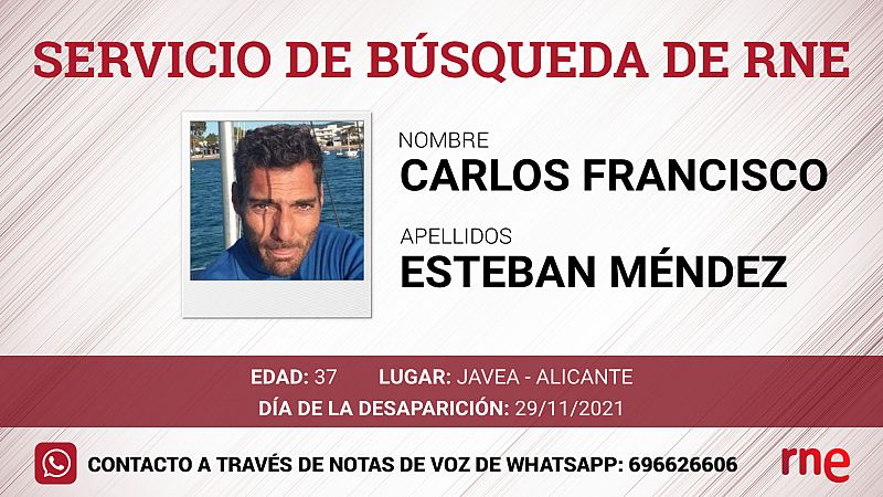 Servicio de búsqueda - Carlos Francisco Esteban Méndez - desaparecido en Jávea, Alicante - escuchar ahora