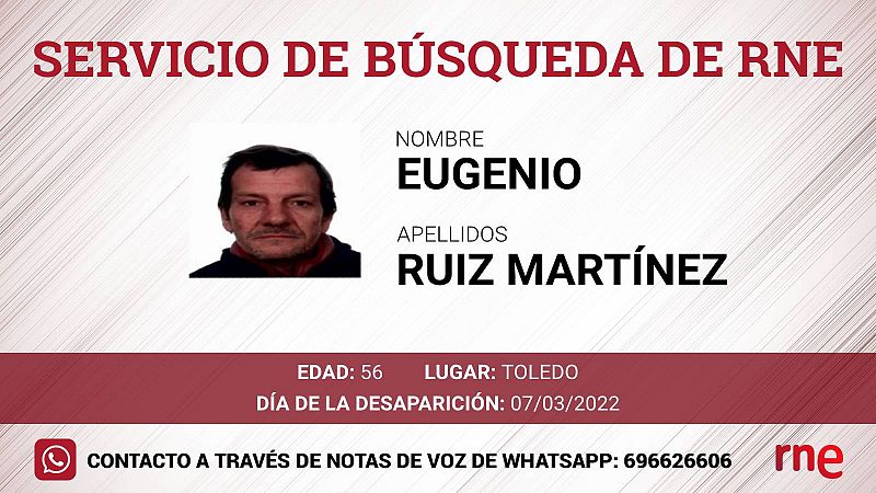 Servicio de búsqueda- Eugenio Ruiz Martínez, desaparecido en Toledo- Escuchar ahora