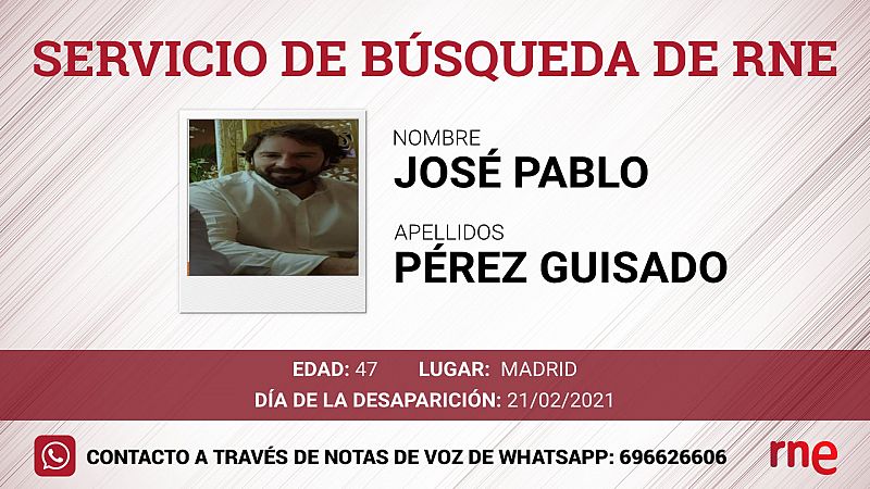 Servicio de bsqueda - Jos Pablo Prez Guisado, desaparecido en Madrid - Escuchar ahora