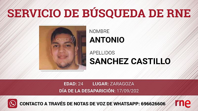 Servicio de bsqueda Antonio Snchez Castillo, desaparecido en Zaragoza - escuchar ahora