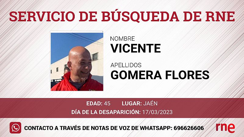 Servicio de bsqueda - Vicente Gomera Flores, desaparecido en Jan - escuchar ahora