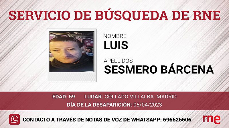 Luis Sesmero Brcena, desaparecido en Collado Villalba, Madrid - escuchar ahora