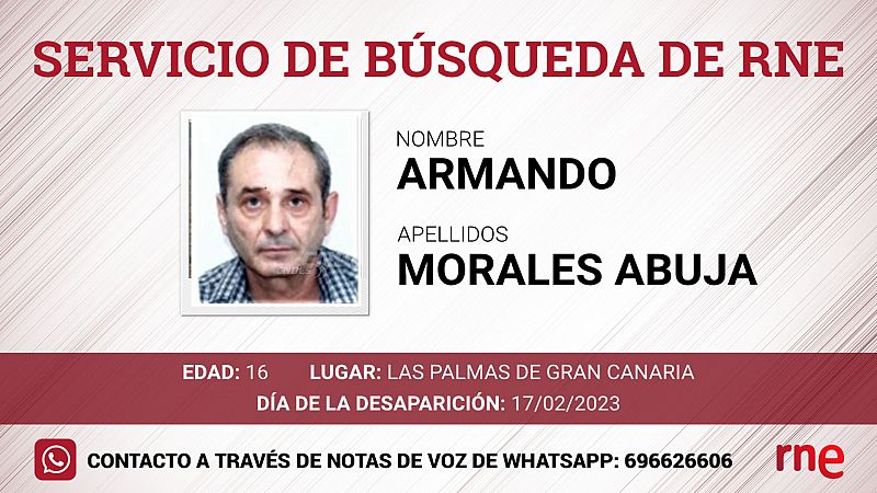 Servicio de bsqueda - Armando Morales Albuja, desaparecido en Las Palmas de Gran Canaria - escuchar ahora