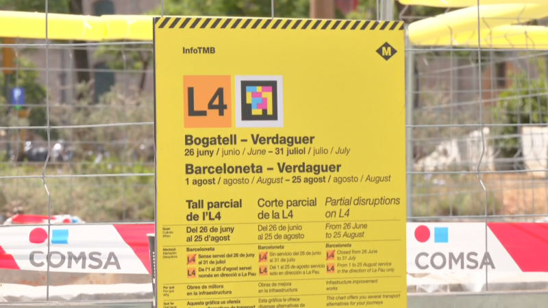 Primer dia d'obres a l'L4 i la T4 del tramvia a Barcelona