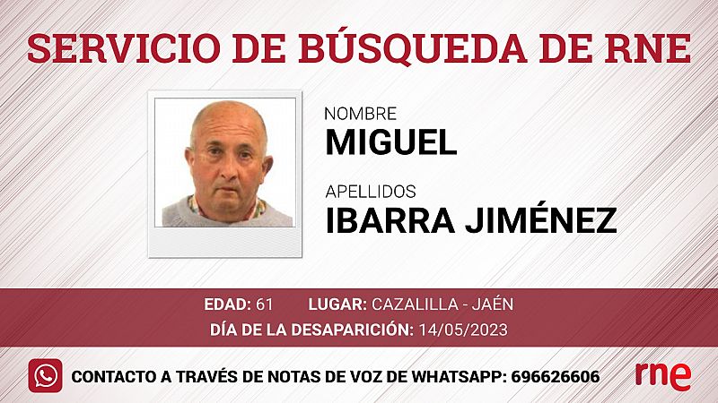 Servicio de bsqueda - Miguel Ibarra Jimnez, desaparecido en  Cazalilla - Jan - escuchar ahora
