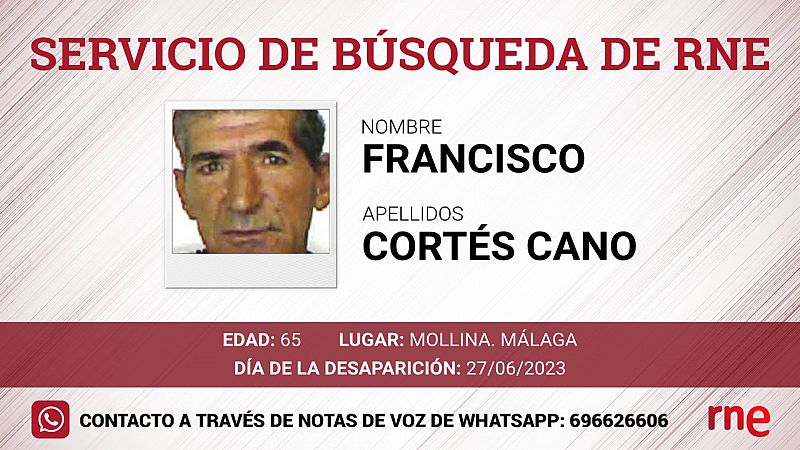 Servicio de bsqueda - Francisco Corts Cano, desaparecido en Mollina, Mlaga - Escuchar ahora