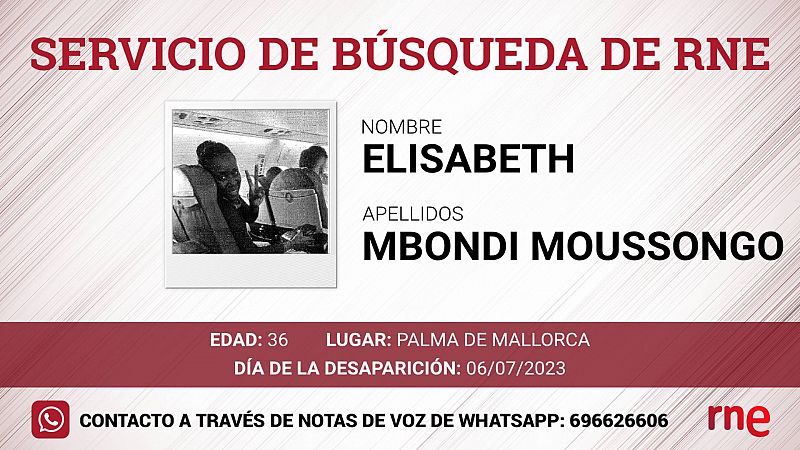 Servicio de bsqueda - Elisabeth Mbondi Moussongo, desaparecido en Palma de Mallorca - Escuchar ahora