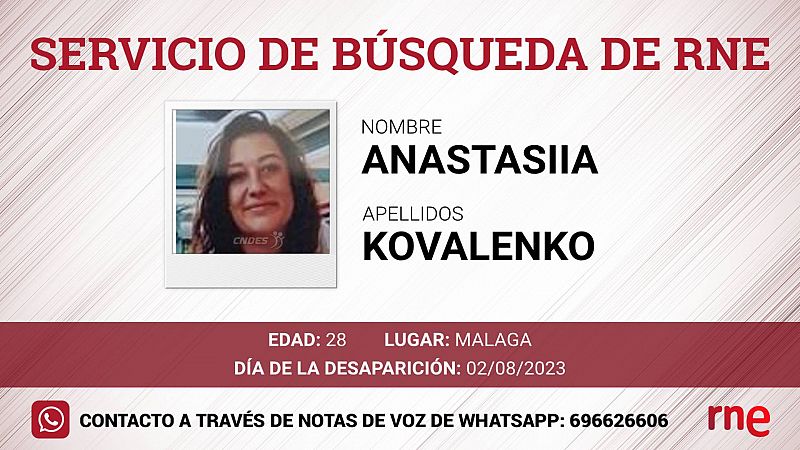 Servicio de bsqueda - Anastasiia Kovalenko, desaparecido en Malaga - escuchar ahora
