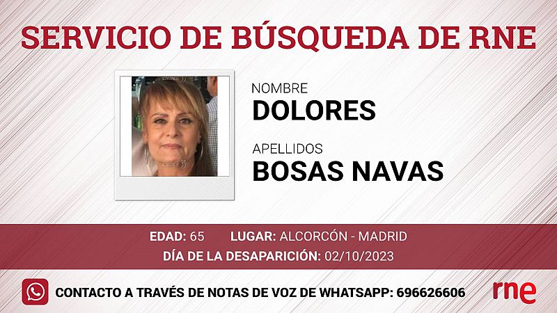 Servicio de bsqueda - Dolores Bodas Navas, desaparecido en Alcorcn - Madrid - escuchar ahora