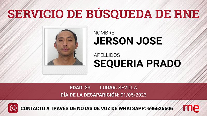 Servicio de bsqueda - Jerson Jose Sequeira Prado, desaparecido en Sevilla - escuchar ahora