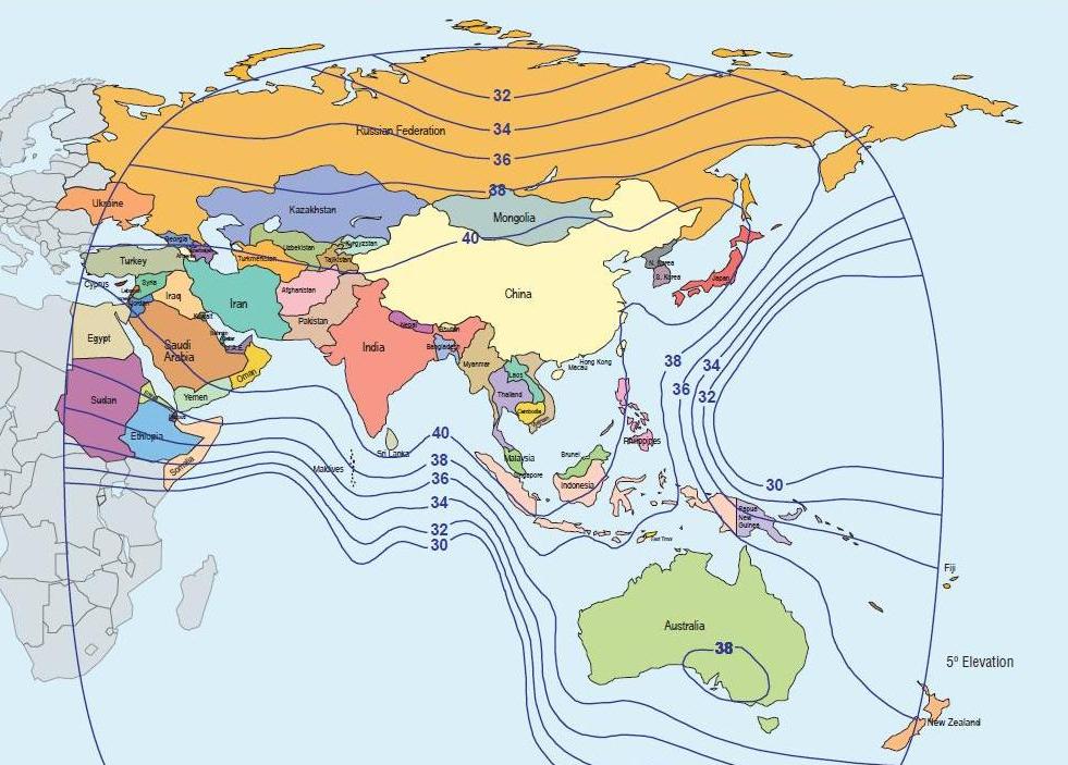 Huella Satélite Asia