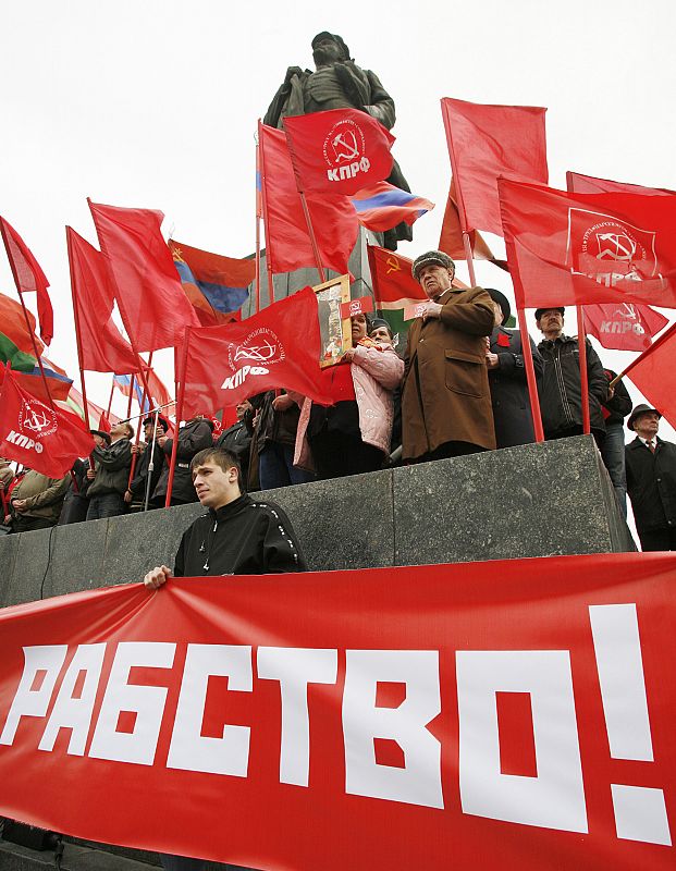 Manifestación del 1 de mayo en Siberia