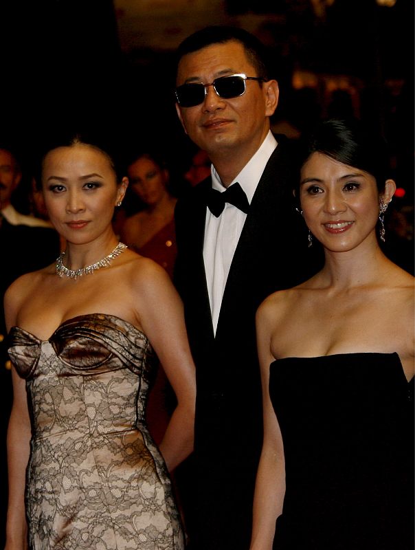 Carina Lau, Wong Kar Wai y  Charlie Young en Cannes