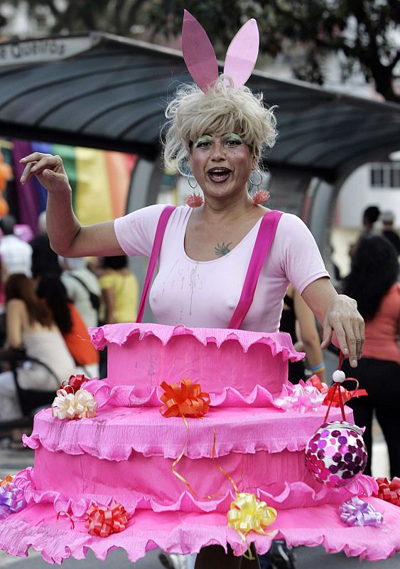 A reveler parades during the annual Gay Parade in Sao Paulo