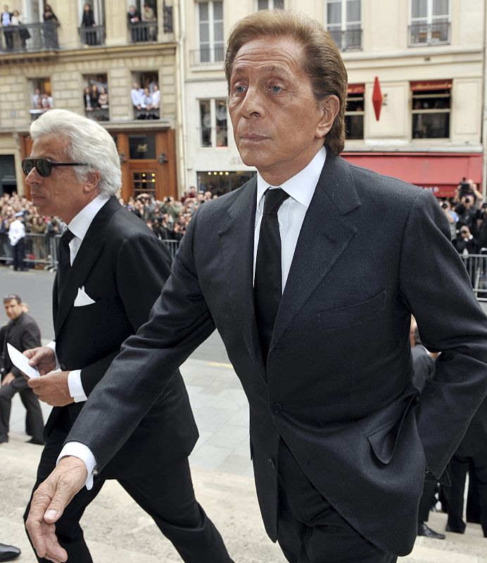 Italian designer Valentino attends funeral of fashion designer Yves Saint Laurent in Paris