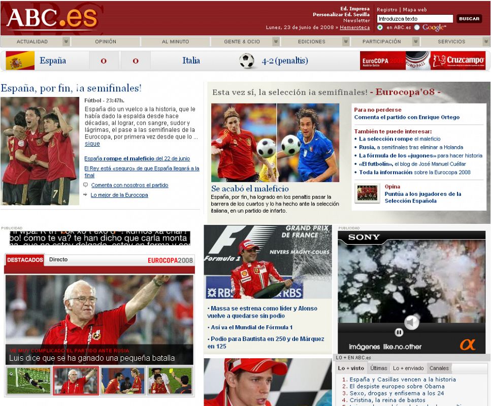 Portada de la edición online del 'ABC'