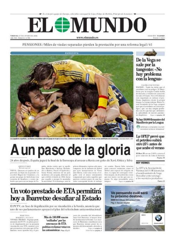 Portada de El Mundo