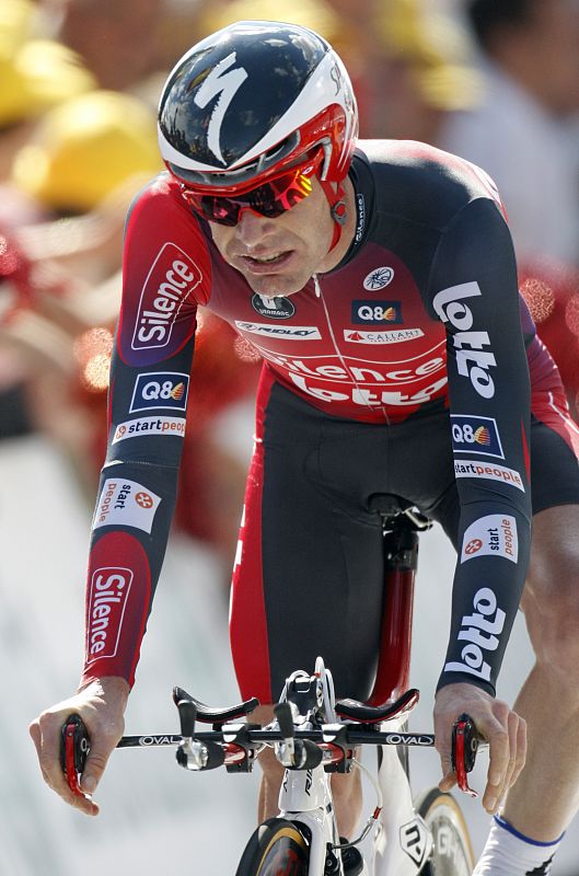 El ciclista del Silence Lotto, Cadel Evans, principal adversario del español, ha acabado séptimo en la etapa de hoy.
