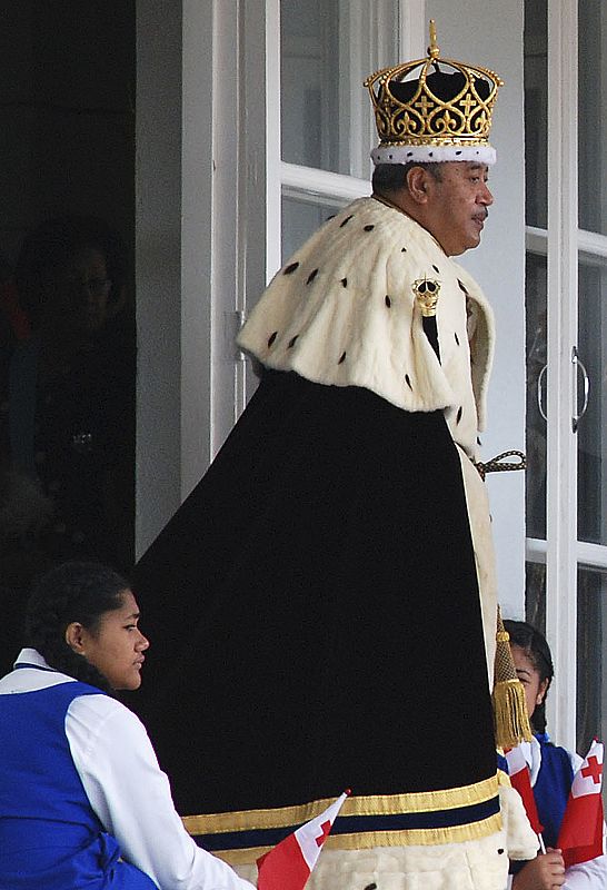 Tonga's King Tupou V leaves the Free Wesleyan Centenary Church after his coronation in Nuku'alofa