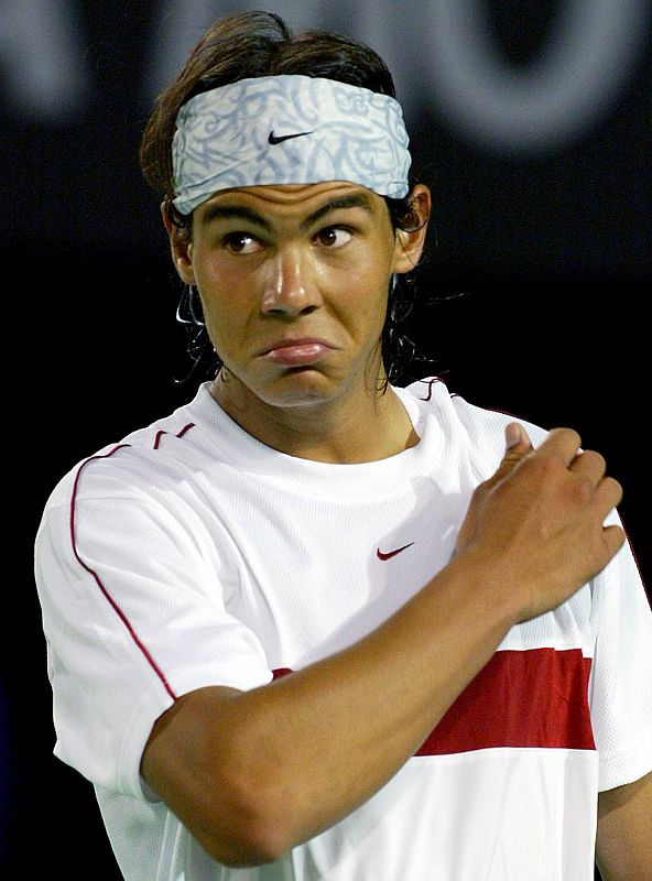 Nadal, durante un partido de tercera ronda en el Masters de Melbourne de 2004.