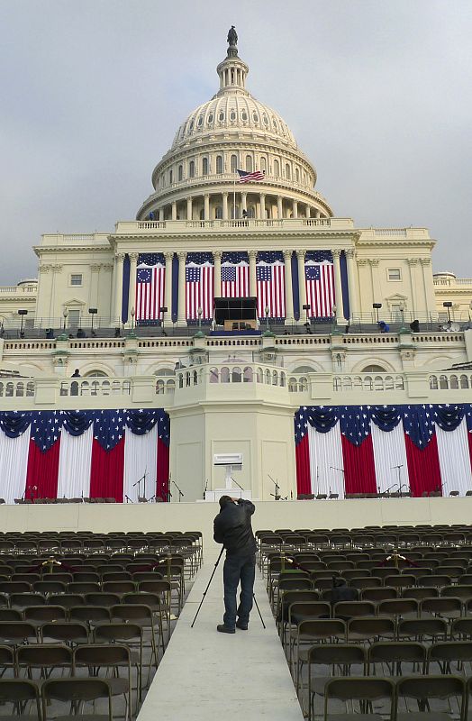 Fotografía del Capitolio a pocas horas de la toma de investidura del nuevo Presidente Barack Obama