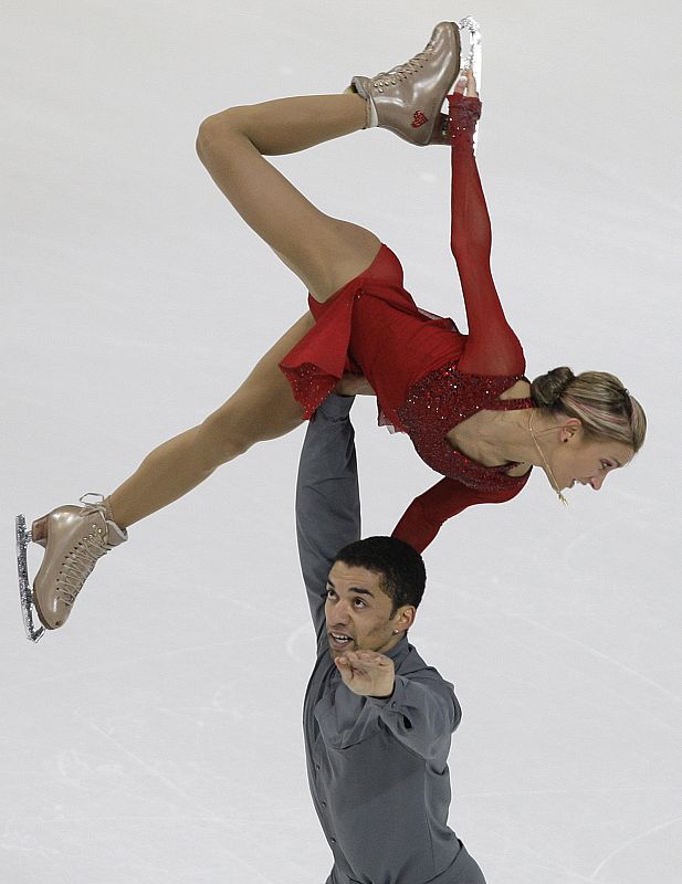 Savchenko and Szolkowy of Germany perform during the pairs free program at the European Figure Skating Championships in Helsinki