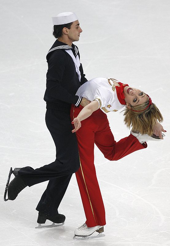 Preaubert of France performs during the men's free skating program at the European Figure Skating Championships in Helsinki